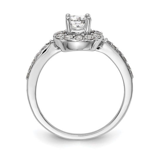 High-Quality 14K White Gold Halo Engagement Ring for 1/2 Carat Diamond