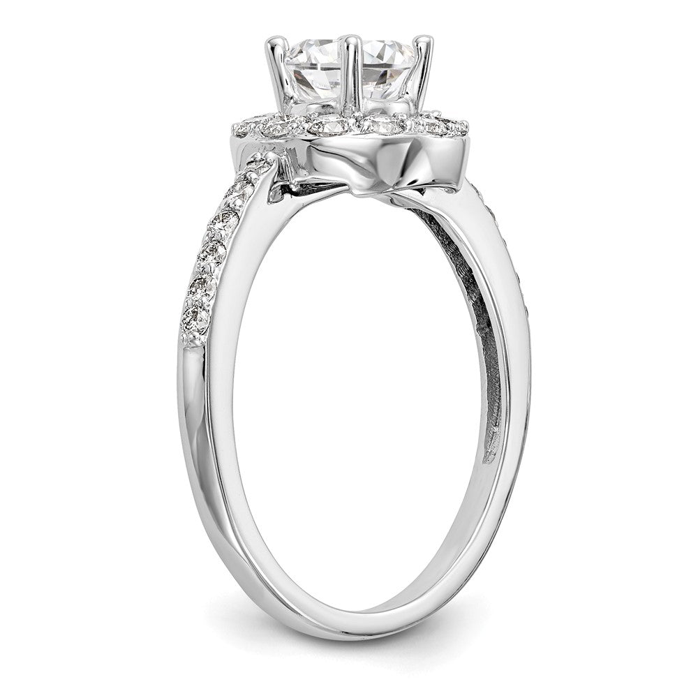 High-Quality 14K White Gold Halo Engagement Ring for 1/2 Carat Diamond