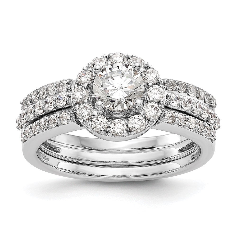 High-Quality 14K White Gold Halo Engagement Ring for 1/2 Carat Diamond