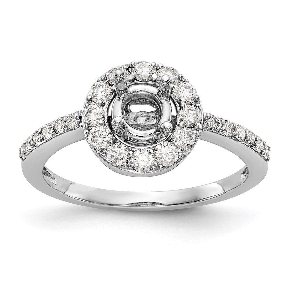 High-Quality 14K White Gold Halo Engagement Ring for 1/2 Carat Diamond
