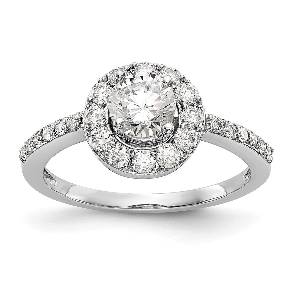 High-Quality 14K White Gold Halo Engagement Ring for 1/2 Carat Diamond