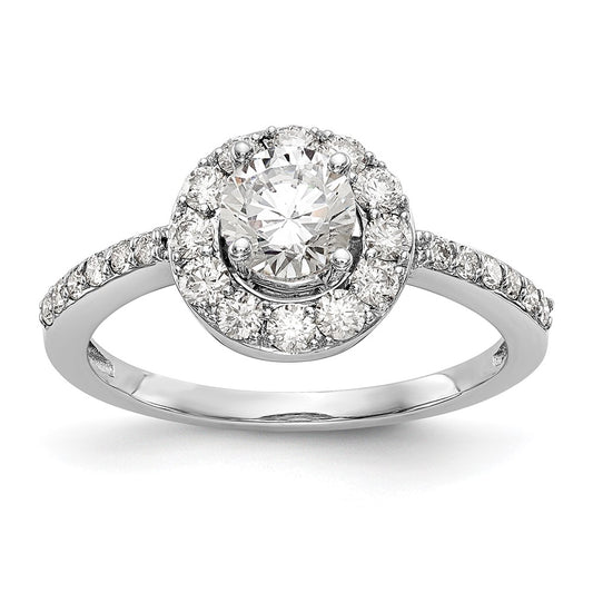 High-Quality 14K White Gold Halo Engagement Ring for 1/2 Carat Diamond