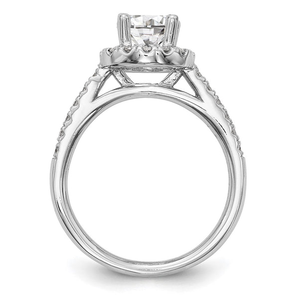 14K White Gold Halo Engagement Ring for 1 Carat Center, 1/2 CT Accents