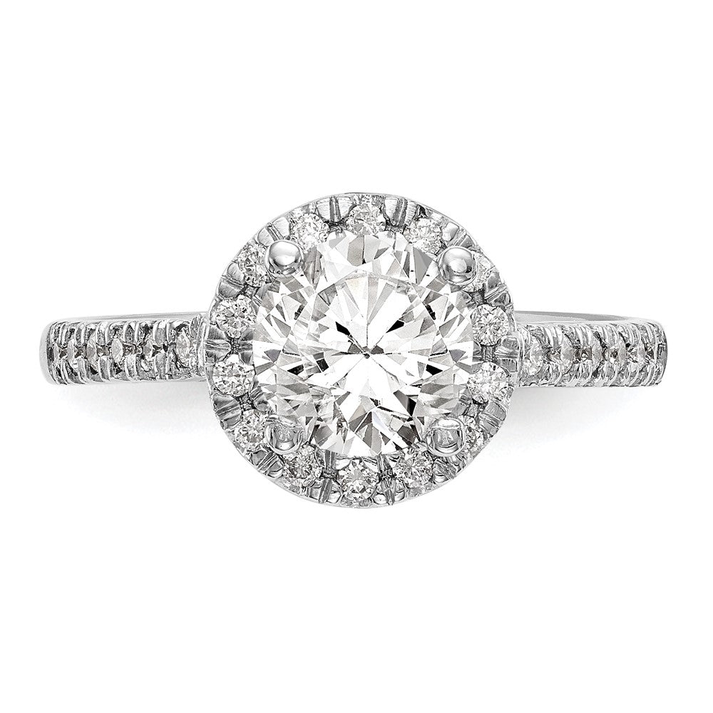 Buy Stylish 14K White Gold Halo Engagement Ring for 1 Carat Center, 1/2 CT Accents