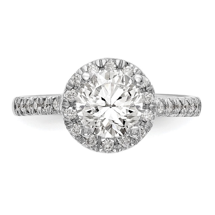 Buy Stylish 14K White Gold Halo Engagement Ring for 1 Carat Center, 1/2 CT Accents-4