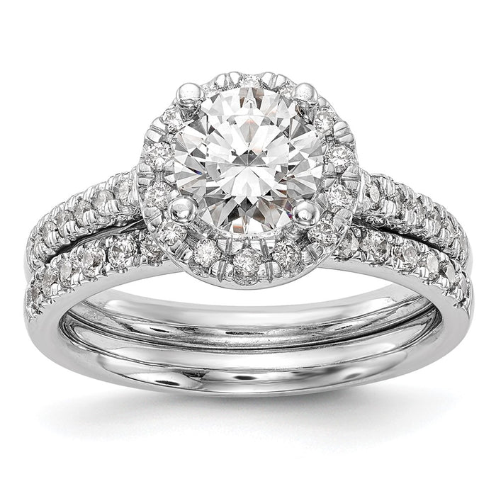 Buy Stylish 14K White Gold Halo Engagement Ring for 1 Carat Center, 1/2 CT Accents-7