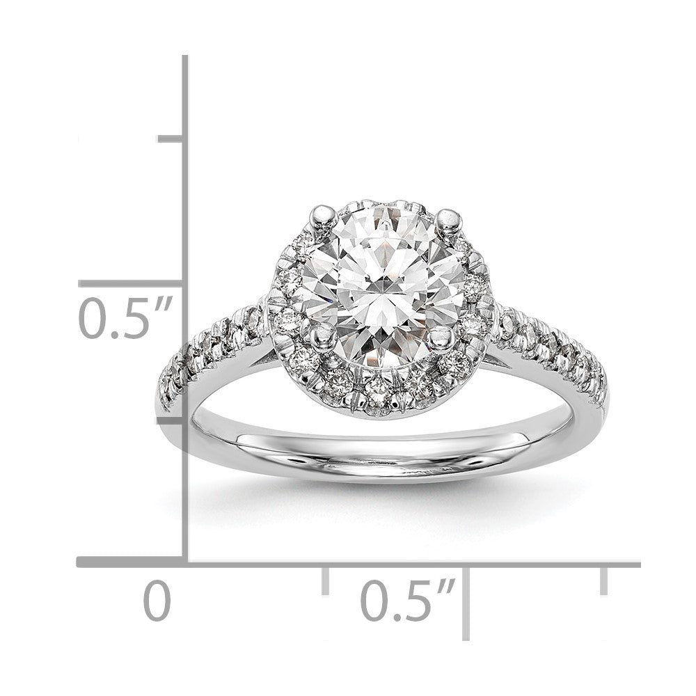Buy Stylish 14K White Gold Halo Engagement Ring for 1 Carat Center, 1/2 CT Accents