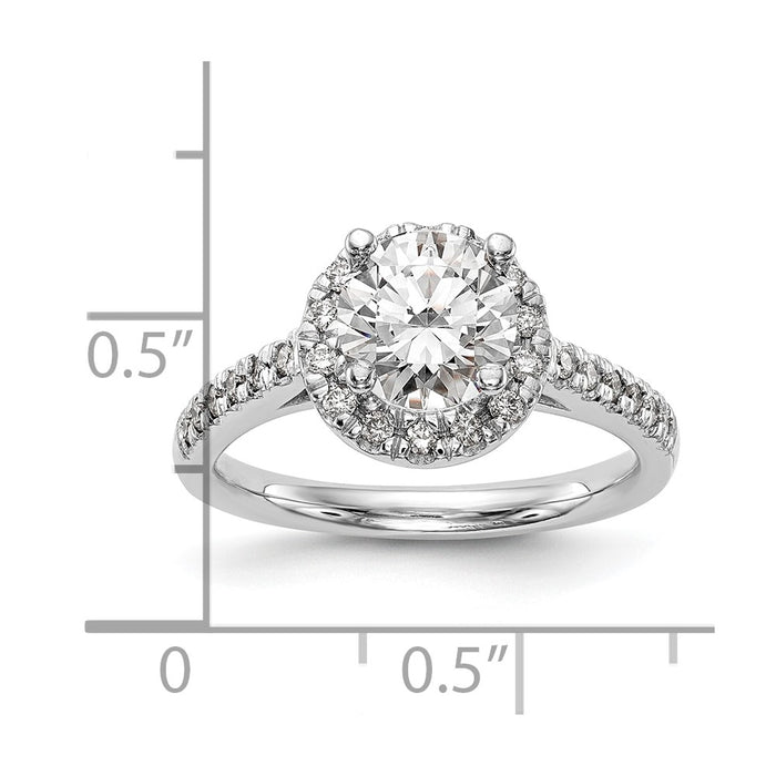 Buy Stylish 14K White Gold Halo Engagement Ring for 1 Carat Center, 1/2 CT Accents-8