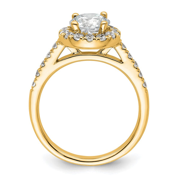 14K Gold Round Diamond Halo Semi-Mount Ring