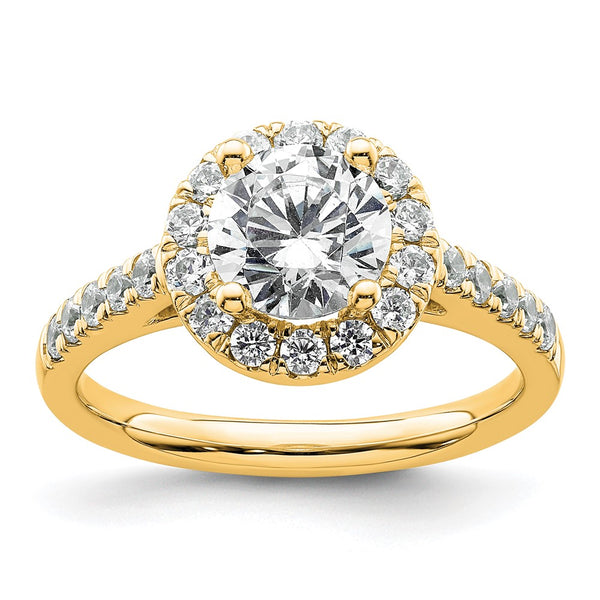 14K Gold Round Diamond Halo Semi-Mount Ring