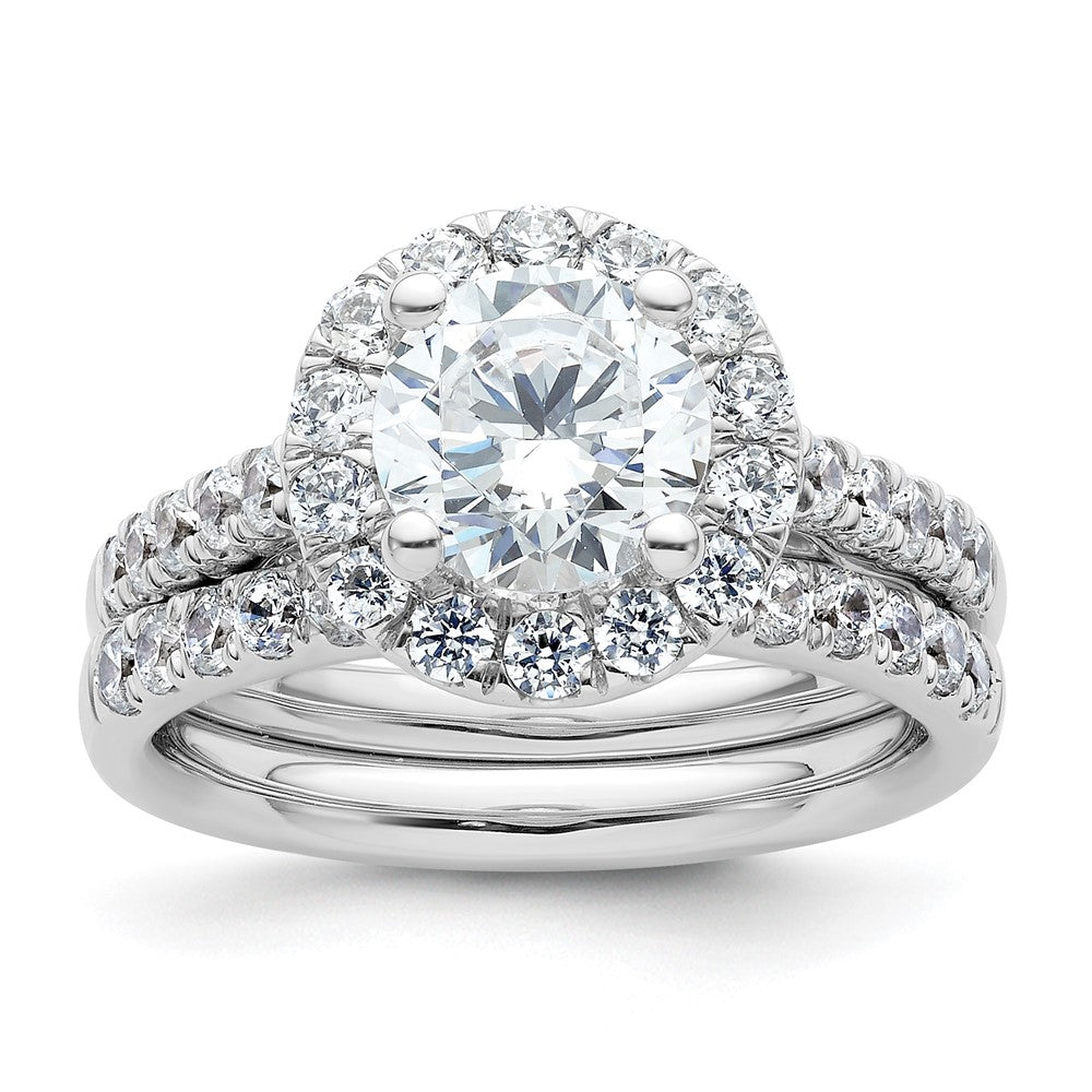 Buy a Stylish 14K White Gold Halo Engagement Ring for 1.5 Carat Stone