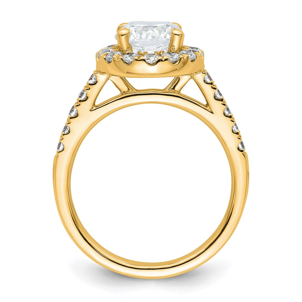 High-Quality 14K Gold Round Diamond Halo Semi-Mount Engagement Ring - Stylish Value