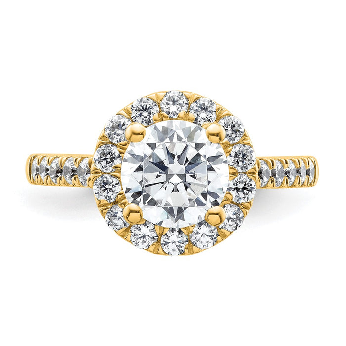 High-Quality 14K Gold Round Diamond Halo Semi-Mount Engagement Ring - Stylish Value-4