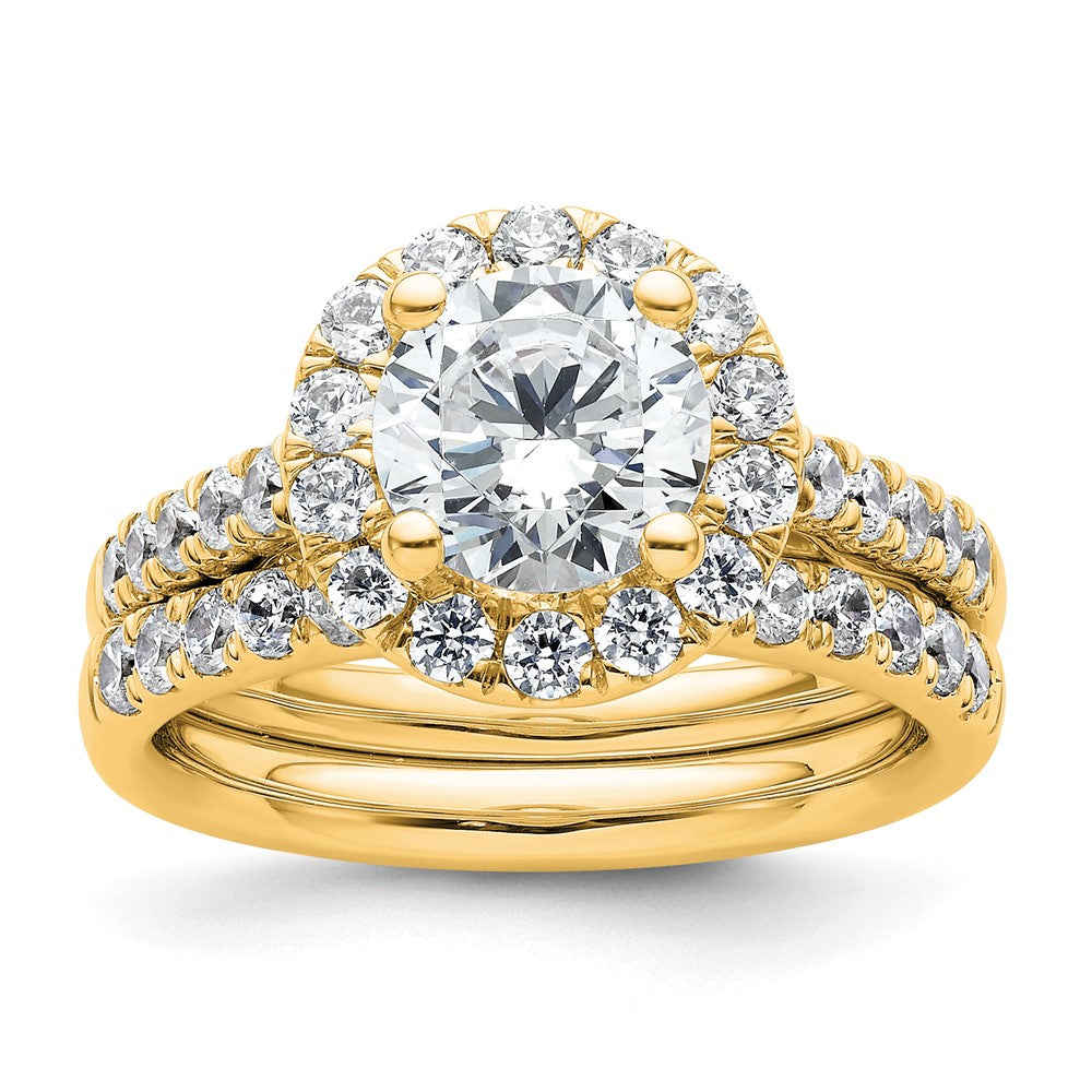 High-Quality 14K Gold Round Diamond Halo Semi-Mount Engagement Ring - Stylish Value