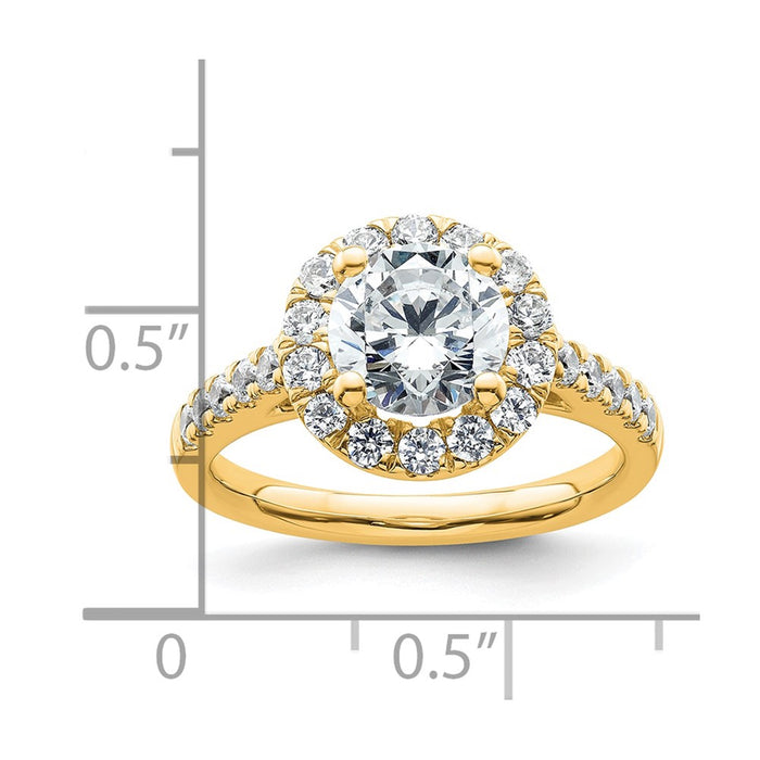 High-Quality 14K Gold Round Diamond Halo Semi-Mount Engagement Ring - Stylish Value-8