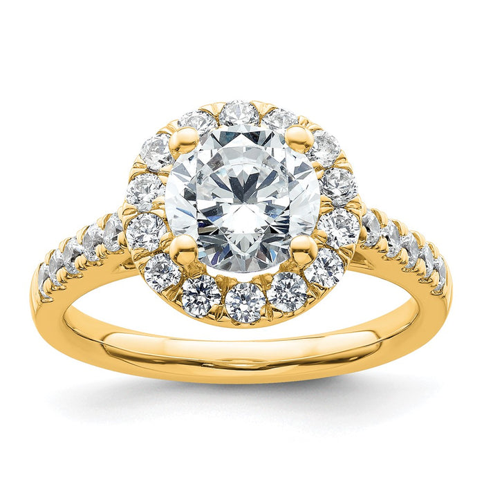 High-Quality 14K Gold Round Diamond Halo Semi-Mount Engagement Ring - Stylish Value-1