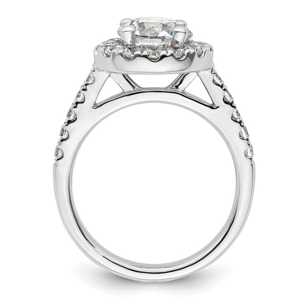 14K White Gold Halo Semi-Mount Engagement Ring for 2 Carat Center - 7/8 Carat Diamond Accents