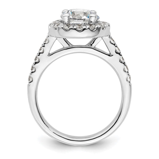 High-Quality 14K White Gold Halo Semi-Mount Engagement Ring for 2 Carat Center | Stylish Value with 7/8 Carat Diamond Accents