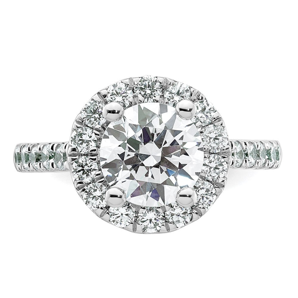 High-Quality 14K White Gold Halo Semi-Mount Engagement Ring for 2 Carat Center | Stylish Value with 7/8 Carat Diamond Accents