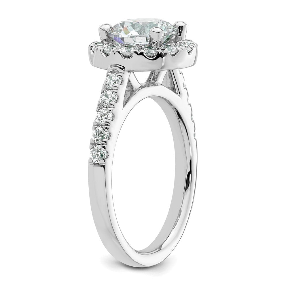 High-Quality 14K White Gold Halo Semi-Mount Engagement Ring for 2 Carat Center | Stylish Value with 7/8 Carat Diamond Accents