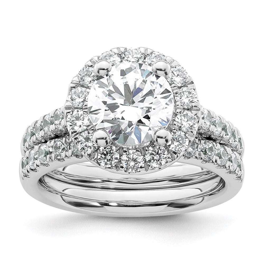 High-Quality 14K White Gold Halo Semi-Mount Engagement Ring for 2 Carat Center | Stylish Value with 7/8 Carat Diamond Accents