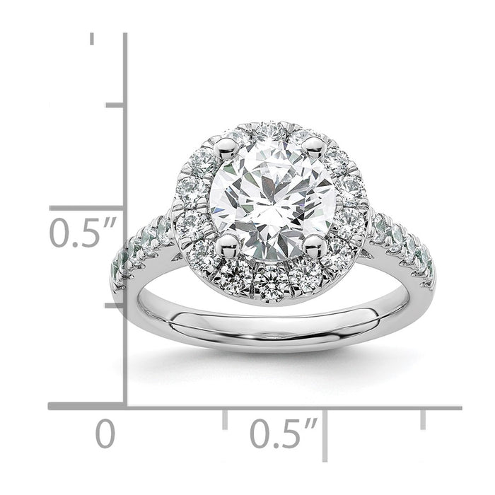 High-Quality 14K White Gold Halo Semi-Mount Engagement Ring for 2 Carat Center | Stylish Value with 7/8 Carat Diamond Accents-8