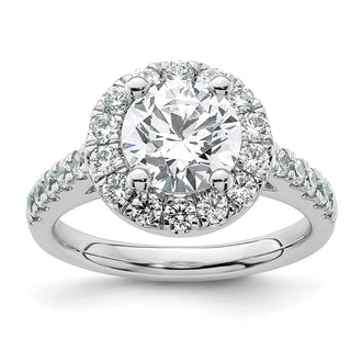 High-Quality 14K White Gold Halo Semi-Mount Engagement Ring for 2 Carat Center | Stylish Value with 7/8 Carat Diamond Accents