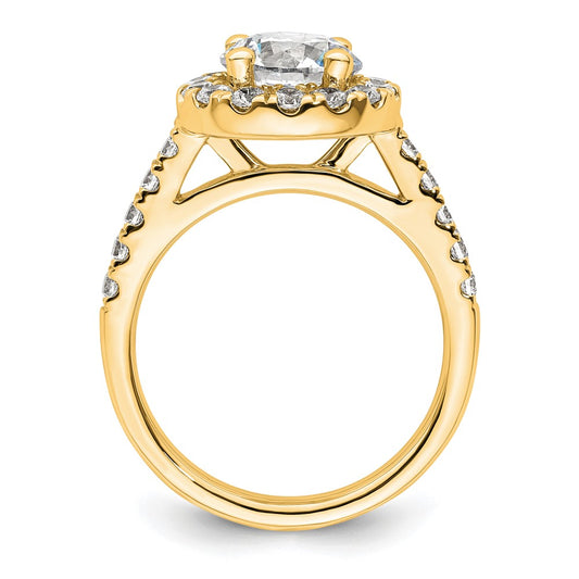 Designer 14K Gold Round Diamond Halo Engagement Ring - Affordable Luxury!