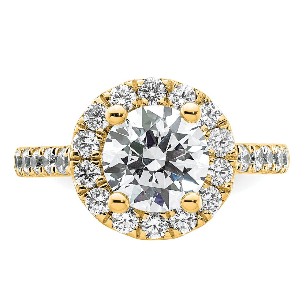 Designer 14K Gold Round Diamond Halo Engagement Ring - Affordable Luxury!