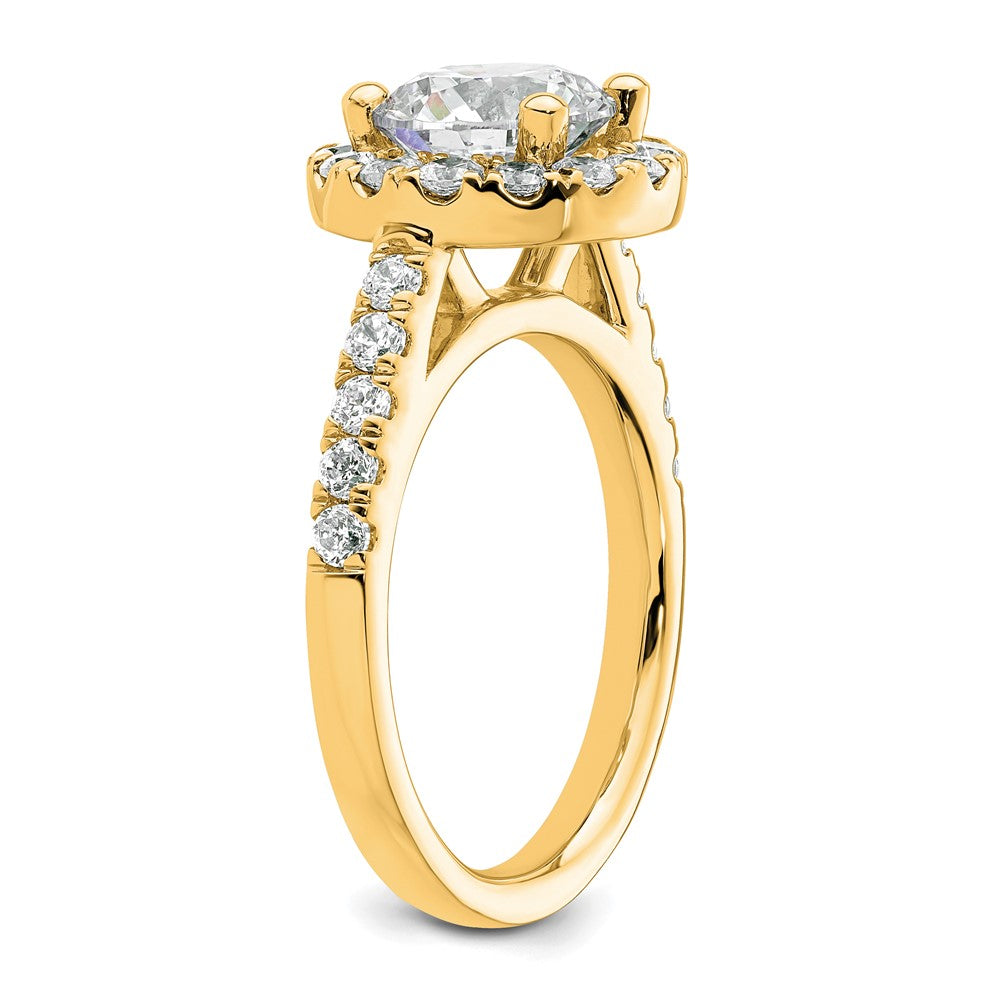 Designer 14K Gold Round Diamond Halo Engagement Ring - Affordable Luxury!