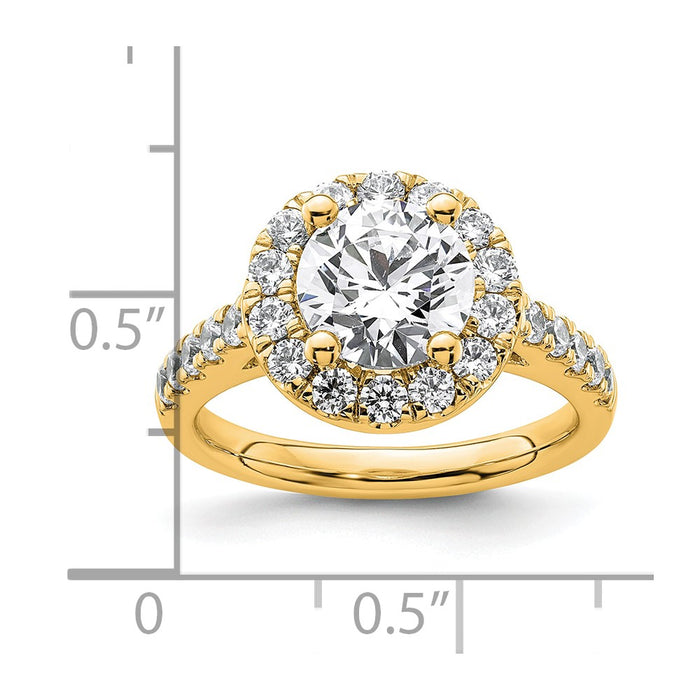 Designer 14K Gold Round Diamond Halo Engagement Ring - Affordable Luxury!-8