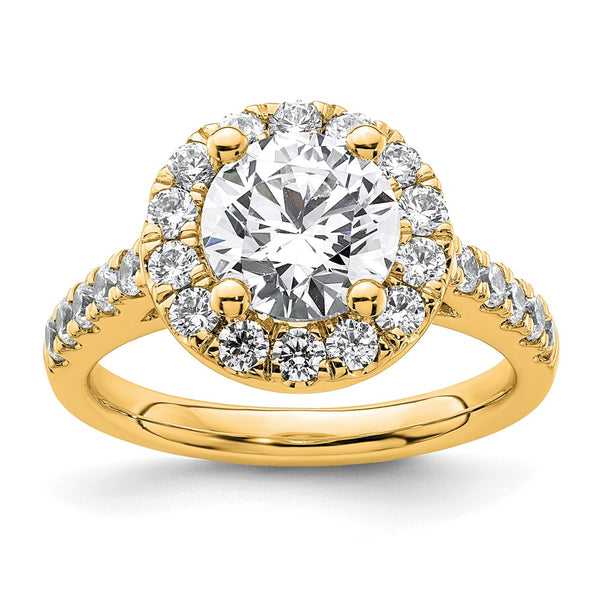 14K Gold Round Diamond Halo Engagement Ring