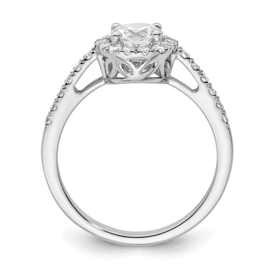Buy Stylish 14K White Gold Halo Engagement Ring, 3/4 Carat Center & Accents