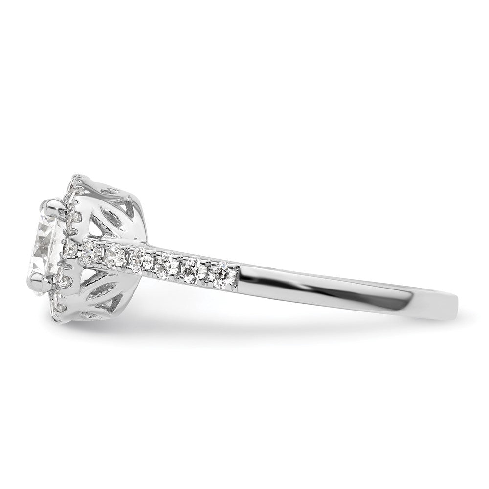 Buy Stylish 14K White Gold Halo Engagement Ring, 3/4 Carat Center & Accents