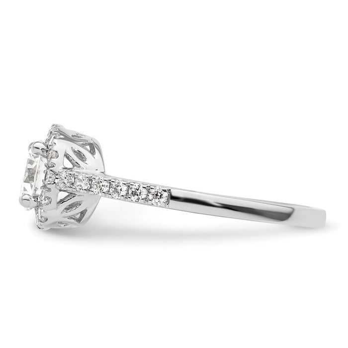 Buy Stylish 14K White Gold Halo Engagement Ring, 3/4 Carat Center & Accents-3