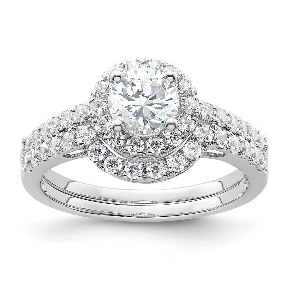 Buy Stylish 14K White Gold Halo Engagement Ring, 3/4 Carat Center & Accents