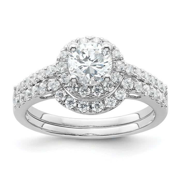Buy Stylish 14K White Gold Halo Engagement Ring, 3/4 Carat Center & Accents-7