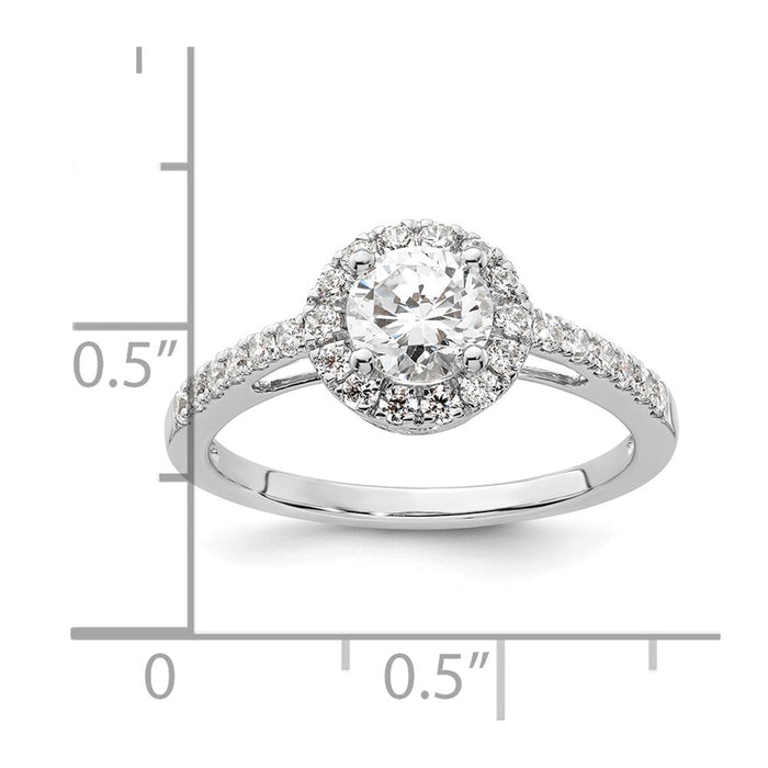 Buy Stylish 14K White Gold Halo Engagement Ring, 3/4 Carat Center & Accents-8