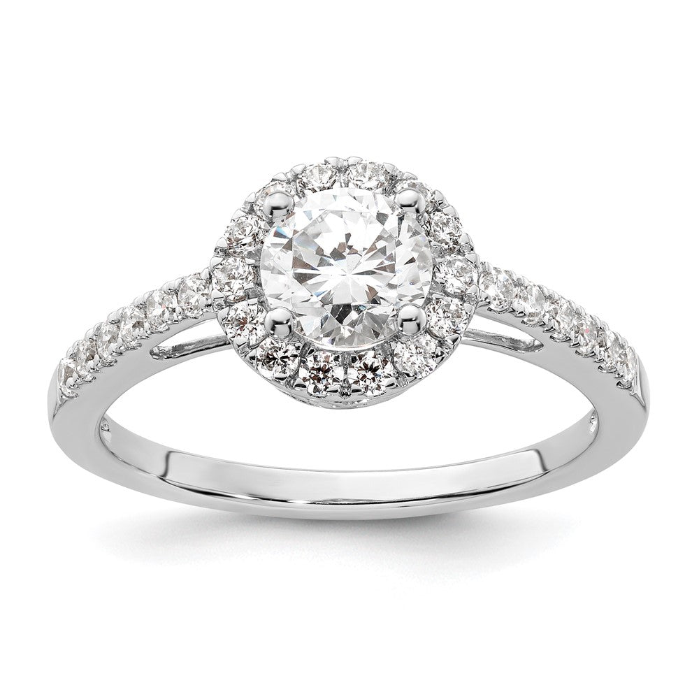 Buy Stylish 14K White Gold Halo Engagement Ring, 3/4 Carat Center & Accents