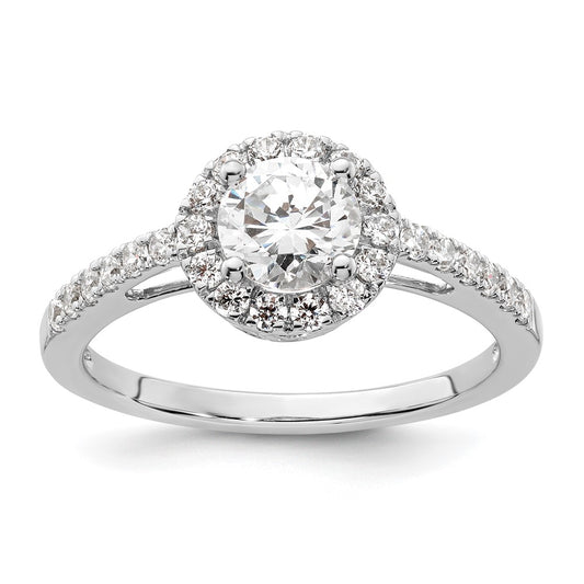 Buy Stylish 14K White Gold Halo Engagement Ring, 3/4 Carat Center & Accents