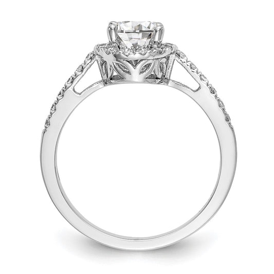 Exclusive 14K White Gold Halo Engagement Ring - 1 Carat Center, 3/8 Carat Diamonds