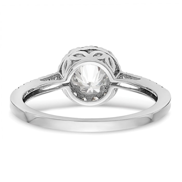 Exclusive 14K White Gold Halo Engagement Ring - 1 Carat Center, 3/8 Carat Diamonds-5