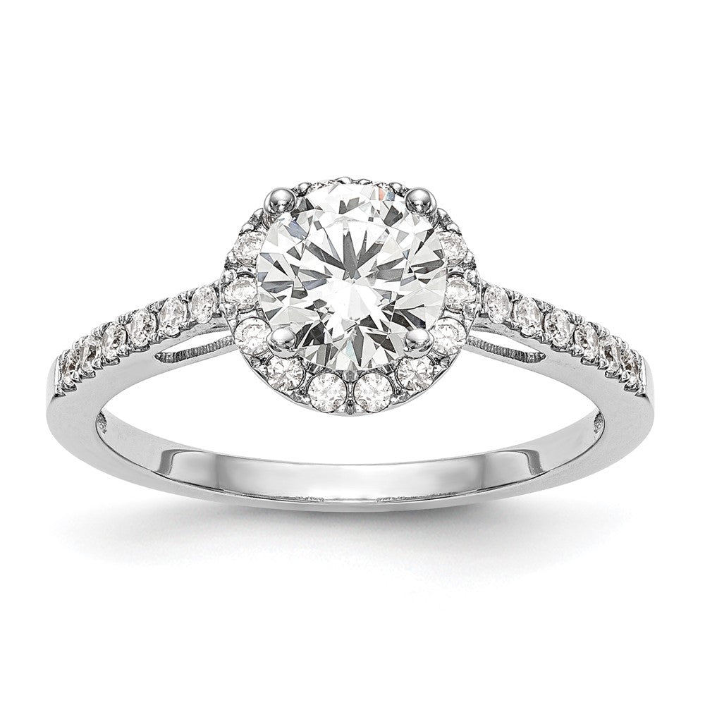 Exclusive 14K White Gold Halo Engagement Ring - 1 Carat Center, 3/8 Carat Diamonds