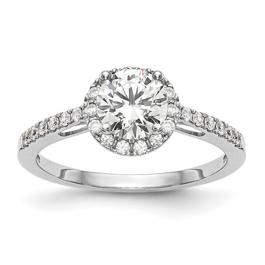 Exclusive 14K White Gold Halo Engagement Ring - 1 Carat Center, 3/8 Carat Diamonds