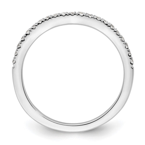14K White Gold Contoured Wedding Band - 1/5 Carat Diamonds