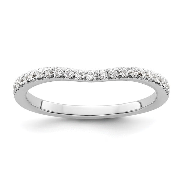 14K White Gold Contoured Wedding Band - 1/5 Carat Diamonds