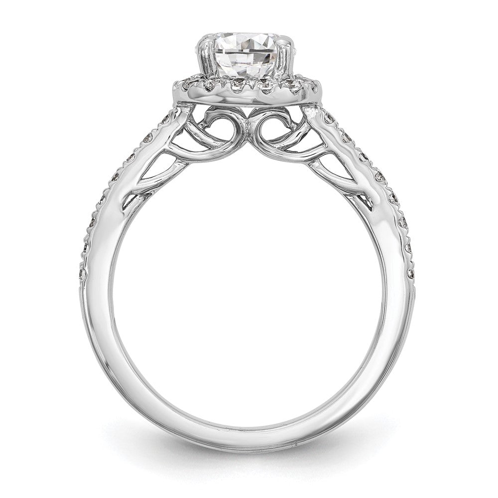 Exclusive 14K White Gold Halo Engagement Ring for 1 Carat Center, Stylish Design
