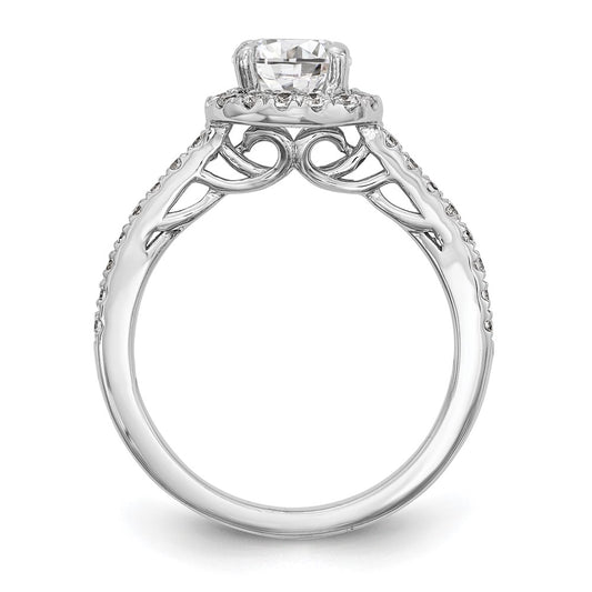 Exclusive 14K White Gold Halo Engagement Ring for 1 Carat Center, Stylish Design