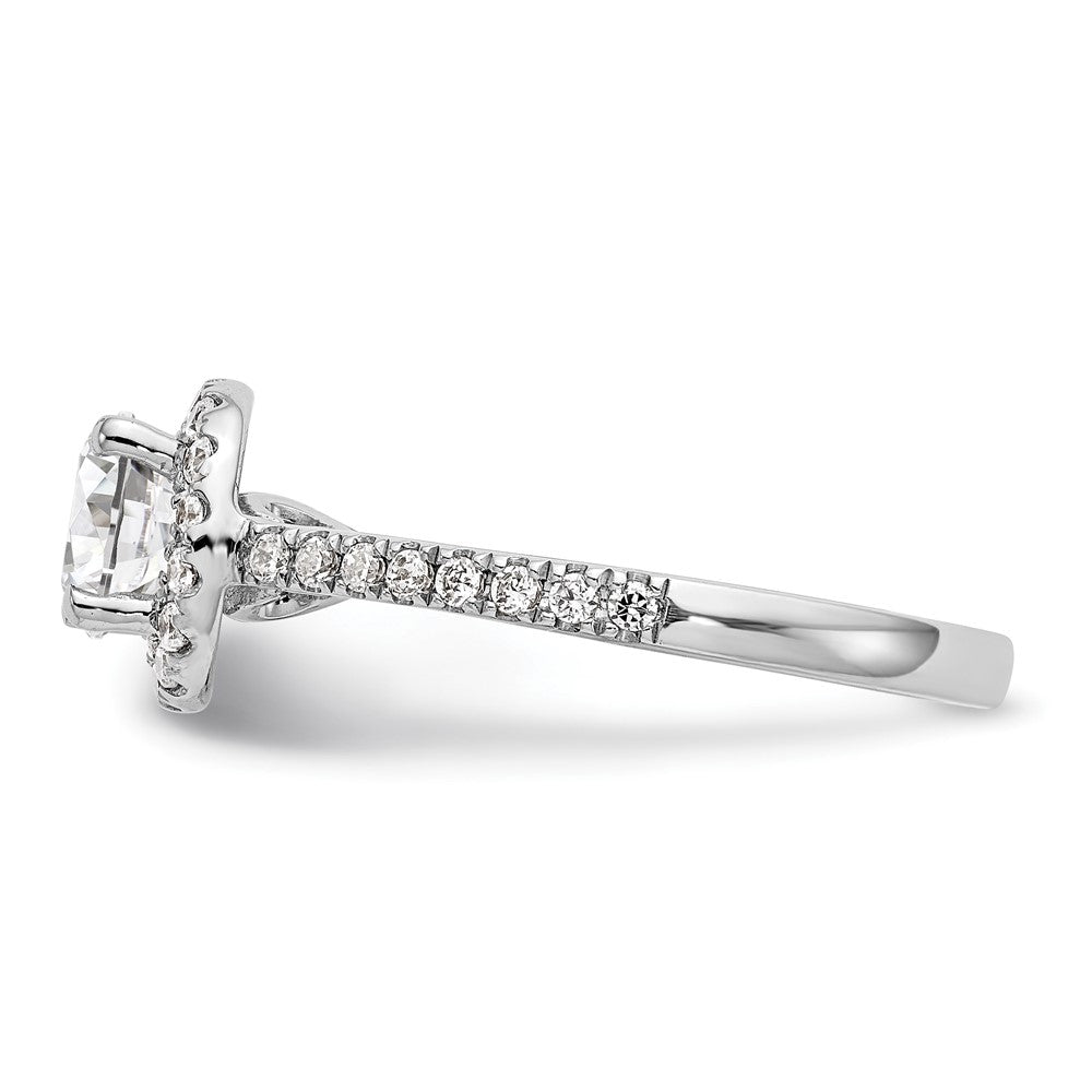 Exclusive 14K White Gold Halo Engagement Ring for 1 Carat Center, Stylish Design