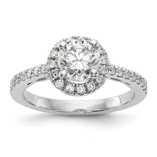 Exclusive 14K White Gold Halo Engagement Ring for 1 Carat Center, Stylish Design